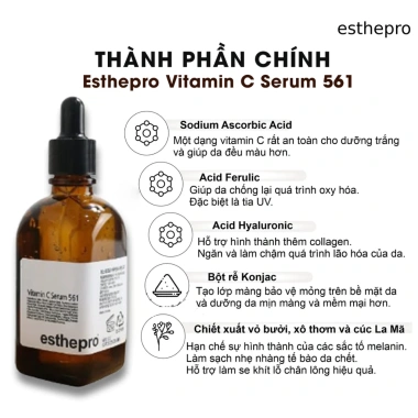 Serum Vitamin C Esthepro 561 100ml – Da sáng, mờ thâm nám, chống oxy hoá, chỉ 299.000₫