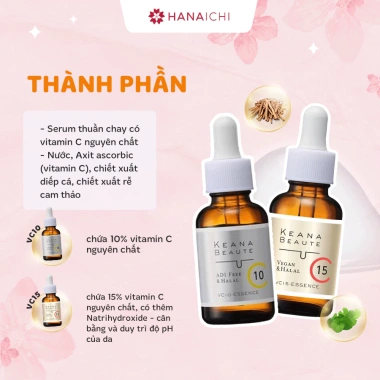 Serum Vitamin C Keana VC10 & VC15 Sáng da, nhỏ lỗ chân lông, giảm bã nhờn 30ml