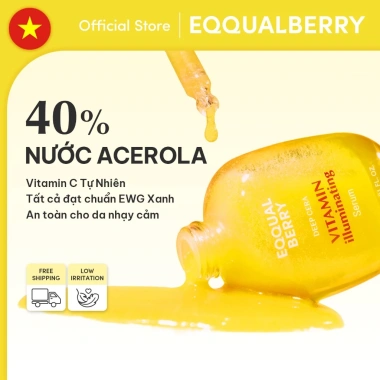 Serum Vitamin C Thiên Nhiên EQQUALBERRY 30ml - Dưỡng Sáng, Giảm Thâm Nám, Bảo Vệ Da