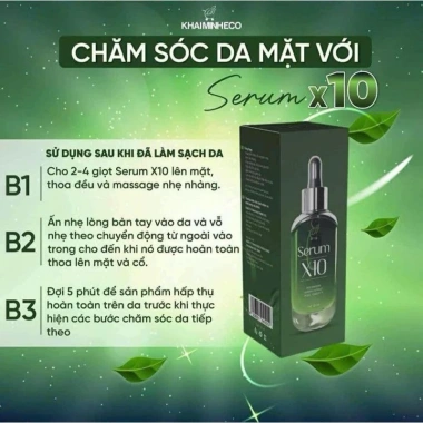 Serum X10 Thuần Chay - Tặng Kem Mụn Nano Curcumin, Sạch Mụn, Căng Bóng, Trắng Hồng, Chỉ 119k (Giảm 32k)
