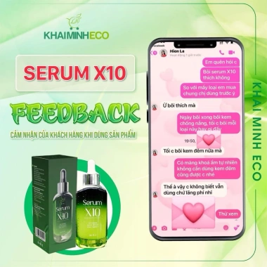 Serum X10 Thuần Chay - Tặng Kem Mụn Nano Curcumin, Sạch Mụn, Căng Bóng, Trắng Hồng, Chỉ 119k (Giảm 32k)