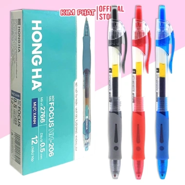 Set 05 Bút Gel Bấm FOCUS Hồng Hà 2.766 Ngòi 0.5 Mượt Êm Giá Ưu Đãi 12.000 VND