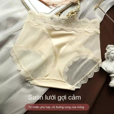 Set 1-3 Quần Lót Ren Nữ Cao Cấp Su Lụa Ren hoa Thoáng mát Plus Size M-XL Xiagunai 2.438