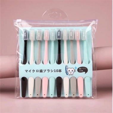 Set 10 Bàn Chải Đánh Răng Hàn Quốc Kháng Khuẩn, có nắp và túi zip Giá 20.000 VND