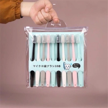 Set 10 Bàn Chải Đánh Răng Hàn Quốc Kháng Khuẩn, có nắp và túi zip Giá 20.000 VND