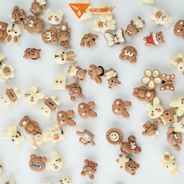 Set 10 Charm 3D Giao Ngẫu Nhiên Gắn Dép PVC Tone Nâu-Kem - 35.000 VND 2