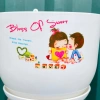 Set 10 chậu nhựa tròn giả sứ họa tiết cao cấp kèm đĩa KT 18x13.5cm 185.000₫