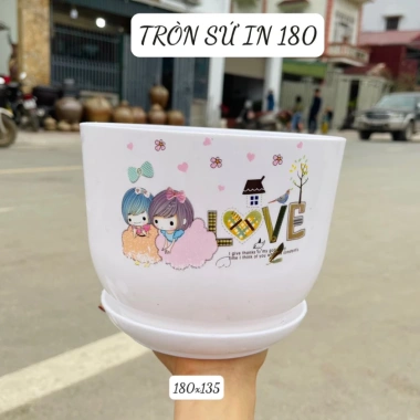 Set 10 chậu nhựa tròn giả sứ họa tiết cao cấp kèm đĩa KT 18x13.5cm 185.000₫ 3