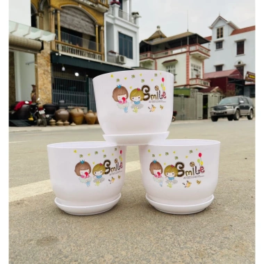 Set 10 chậu nhựa tròn giả sứ họa tiết cao cấp kèm đĩa KT 18x13.5cm 185.000₫ 4