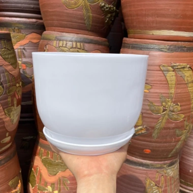 Set 10 chậu nhựa tròn giả sứ họa tiết cao cấp kèm đĩa KT 18x13.5cm 185.000₫ 6