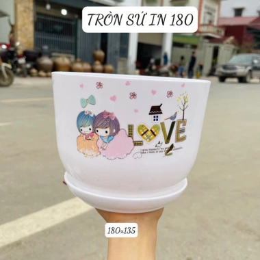 Set 10 chậu nhựa tròn giả sứ họa tiết cao cấp kèm đĩa KT 18x13.5cm 185.000₫ 7