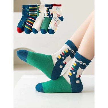 Set 10 Đôi Tất Cổ Cao Hoạ Tiết Khủng Long Kẻ Xanh Mẫu Mới Nhất - Siêu Hot, Giá Gốc 68.859₫, Giảm còn 56.442₫