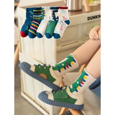 Set 10 Đôi Tất Cổ Cao Hoạ Tiết Khủng Long Kẻ Xanh Mẫu Mới Nhất - Siêu Hot, Giá Gốc 68.859₫, Giảm còn 56.442₫