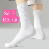 Sét 10 đôi tất cổ cao nam nữ - 5 đôi dài dệt kim co dãn, chỉ 38.000 VNĐ
