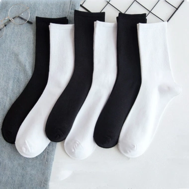 Sét 10 đôi tất cổ cao nam nữ - 5 đôi dài dệt kim co dãn, chỉ 38.000 VNĐ