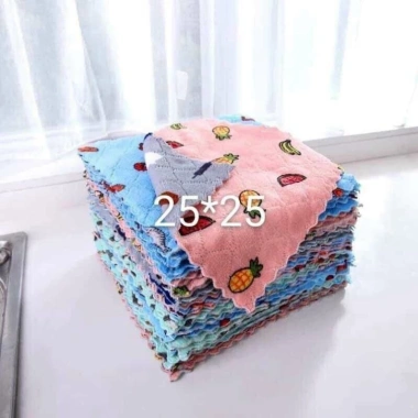 Sét 10 khăn lau đa năng in hình hoa quả thú - Giá chỉ 35.000 VND, thấm nhanh tay