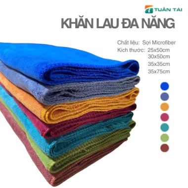 Set 10 khăn lau đa năng Tuấn Tài 25x25cm sợi microfiber cấp giảm còn 41.212 VND