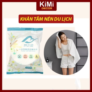 Set 10 Khăn Tắm Viên Nén Du Lịch 70x140cm Cotton Mềm Mịn Không Kích Ứng 21.100 VND