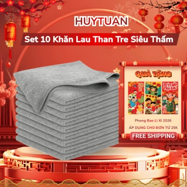 Set 10 Khăn Than Tre Lau Bếp Đa Năng - Siêu Thấm Hút, Giá Chỉ 6.500 VND