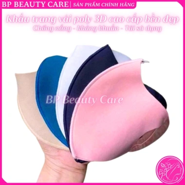 Set 10 khẩu trang vải poly 3D cao cấp màu trơn, bền đẹp, chống nắng bụi, tái sử dụng - 16.000₫