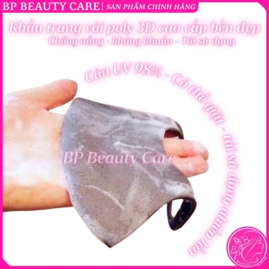 Set 10 khẩu trang vải poly 3D cao cấp màu trơn, bền đẹp, chống nắng bụi, tái sử dụng - 16.000₫