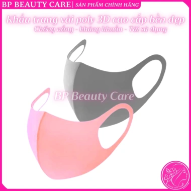 Set 10 khẩu trang vải poly 3D cao cấp màu trơn, bền đẹp, chống nắng bụi, tái sử dụng - 16.000₫