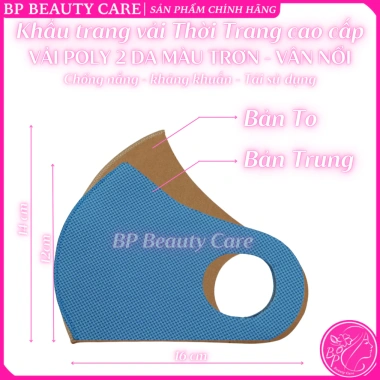 Set 10 khẩu trang vải poly Bản Trung siêu dày 60kg, cao cấp, chống nắng, chống bụi, tái sử dụng - 22.000₫ 2