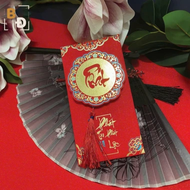 Set 10 lì xì năm mới Tết 2.026 Bính Ngọ - Bao lì xì đỏ 3D chữ thư pháp Xuân Phát Tài Phúc Lộc Thọ, 19.000₫