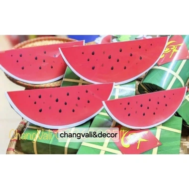 Set 10 mô hình bánh Chưng, bánh Tét, Dưa Hấu - Hộp giấy gấp trang trí Tết, 30.000₫
