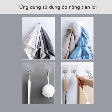 Set 10 Móc Thép Dán Tường Inox 304 - Chống Gỉ, 10KG, Dán Bề Mặt Không Khoan - 19.000 VND