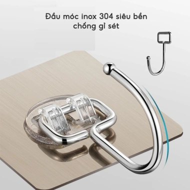 Set 10 Móc Thép Dán Tường Inox 304 - Chống Gỉ, 10KG, Dán Bề Mặt Không Khoan - 19.000 VND