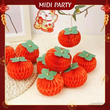 Set 10 Quả Hồng Giấy + Dây Treo, Trang Trí Tết, Lồng Đèn, Chụp Ảnh - Giá 32.000đ