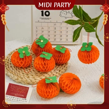 Set 10 Quả Hồng Giấy + Dây Treo, Trang Trí Tết, Lồng Đèn, Chụp Ảnh - Giá 32.000đ