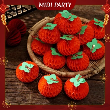 Set 10 Quả Hồng Giấy + Dây Treo, Trang Trí Tết, Lồng Đèn, Chụp Ảnh - Giá 32.000đ