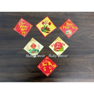 Set 10 tem chữ Tết Xuân Phát Tài Vạn Sự Như Ý 6x6cm dán bánh chưng, pháo giấy, 19.000đ 10