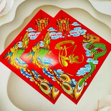 Set 10 tem Tết Lộc Phúc 9x9cm không keo Dán bánh chưng, pháo giấy, dưa hấu Giá 9.900₫ 4