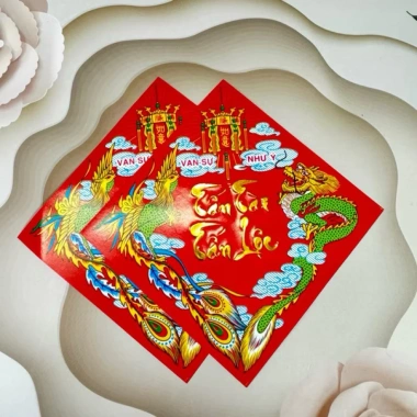 Set 10 tem Tết Lộc Phúc 9x9cm không keo Dán bánh chưng, pháo giấy, dưa hấu Giá 9.900₫ 8