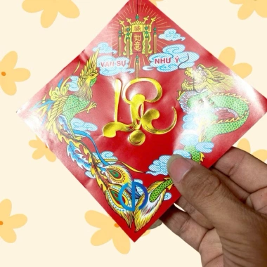 Set 10 tem Tết Lộc Phúc 9x9cm không keo Dán bánh chưng, pháo giấy, dưa hấu Giá 9.900₫ 9