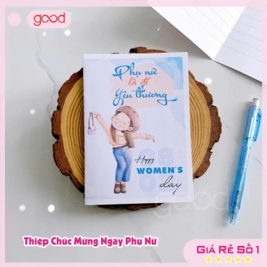 Set 10 thiệp chúc mừng 8/3 20/10 siêu xinh, thiết kế dễ thương 16x13cm giá 29.000