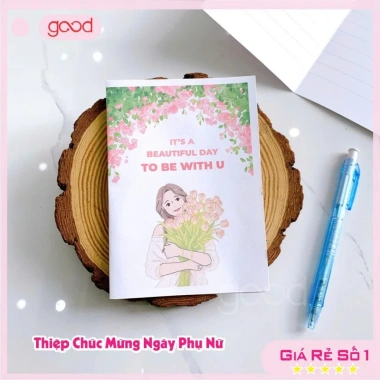 Set 10 thiệp chúc mừng 8/3 20/10 siêu xinh, thiết kế dễ thương 16x13cm giá 29.000