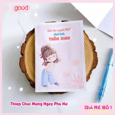 Set 10 thiệp chúc mừng 8/3 20/10 siêu xinh, thiết kế dễ thương 16x13cm giá 29.000