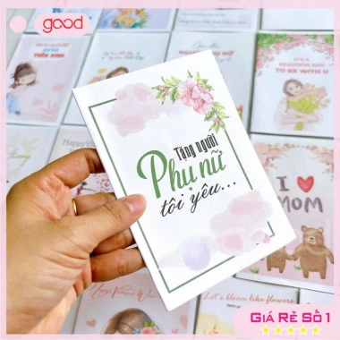 Set 10 thiệp chúc mừng 8/3 20/10 siêu xinh, thiết kế dễ thương 16x13cm giá 29.000