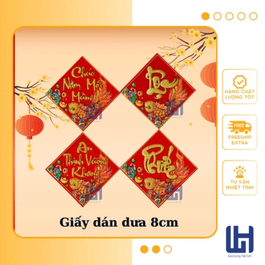 Set 10 tờ chữ dán Tết, dừa hấu, trái cây, bàn thờ, giá 22.000đ, đa dạng mẫu