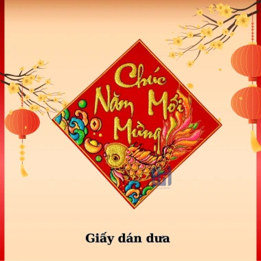 Set 10 tờ chữ dán Tết, dừa hấu, trái cây, bàn thờ, giá 22.000đ, đa dạng mẫu