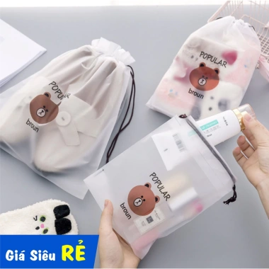 Set 10 Túi Dây Rút Peva Trong Suốt Đựng Trang Điểm, Quần Áo, Giày Giá Ưu Đãi 35k