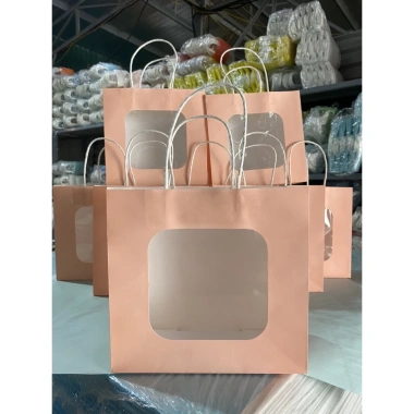 Set 10 Túi Giấy Mặt Kính Mika Đựng Hoa Quà Tặng 20x21x10cm Ưu Đãi 50.400 VND 2