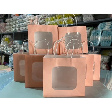 Set 10 Túi Giấy Mặt Kính Mika Đựng Hoa Quà Tặng 20x21x10cm Ưu Đãi 50.400 VND 7