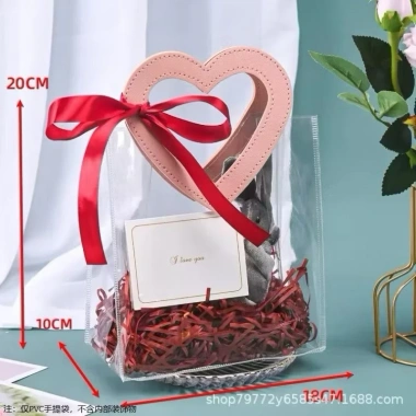 Set 10 Túi Nhựa Tim Đỏ Hồng Trang Trí Lễ Tết - Giảm Giá Đặc Biệt 154k 2