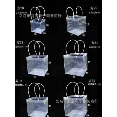 Set 10 Túi PVC Trong Suốt Dày Tay Cầm Da – Túi Xách, Giỏ Quà Tết, Quà Tặng 196k