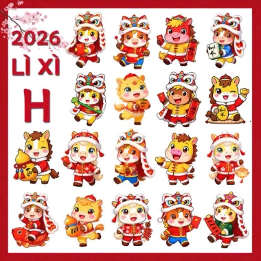 Set 100 Bao Lì Xì Chibi Bính Ngọ Dễ Thương Cao Cấp Ánh Kim Phản Quang Lấp Lánh 55.000₫